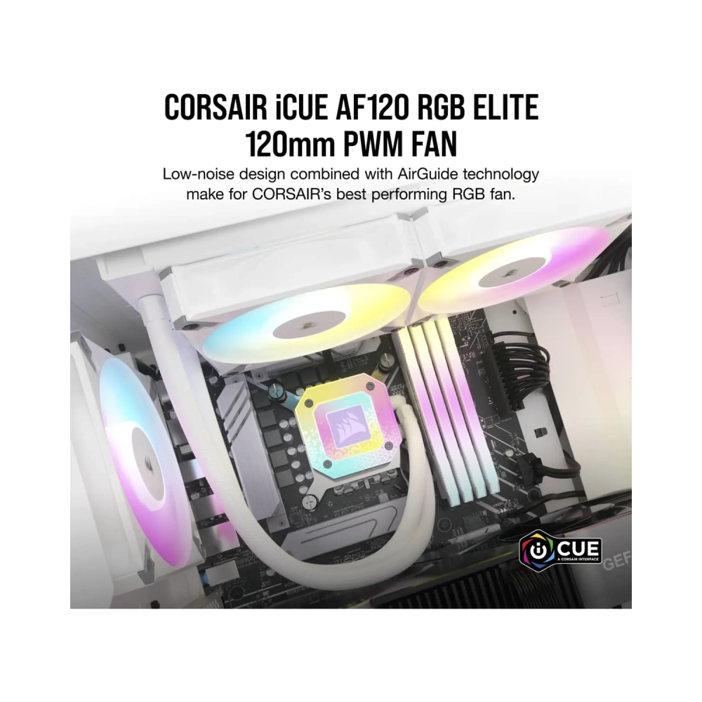corsair icue af120 rgb elite 120 mm pwm fan white fan 12 cm 6557 cfm white