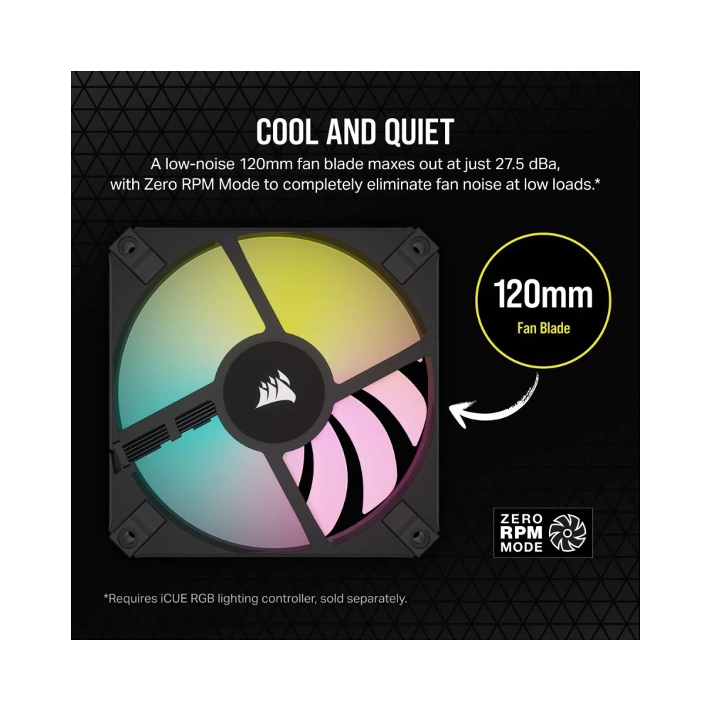 corsair icue af120 rgb slim 120mm pwm fluid dynamic bearing fan black