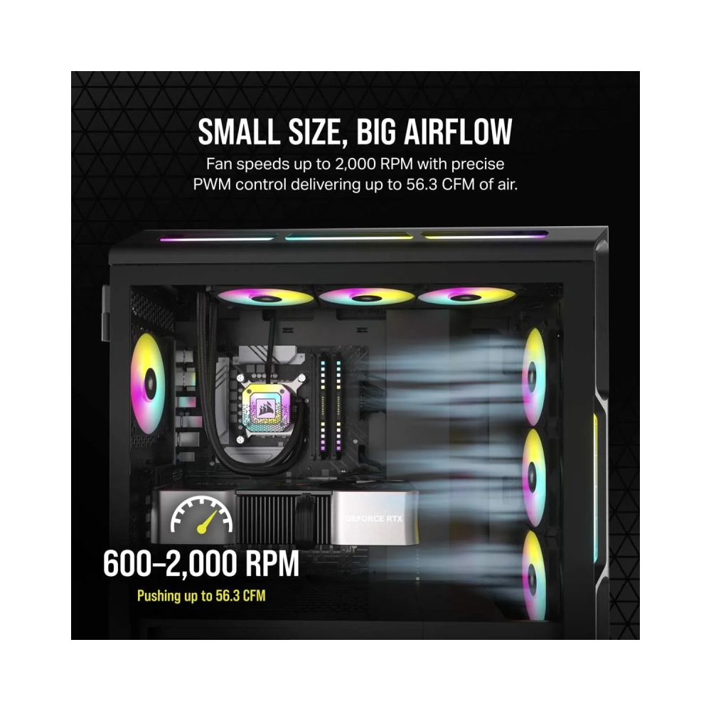 corsair icue af120 rgb slim 120mm pwm fluid dynamic bearing fan black
