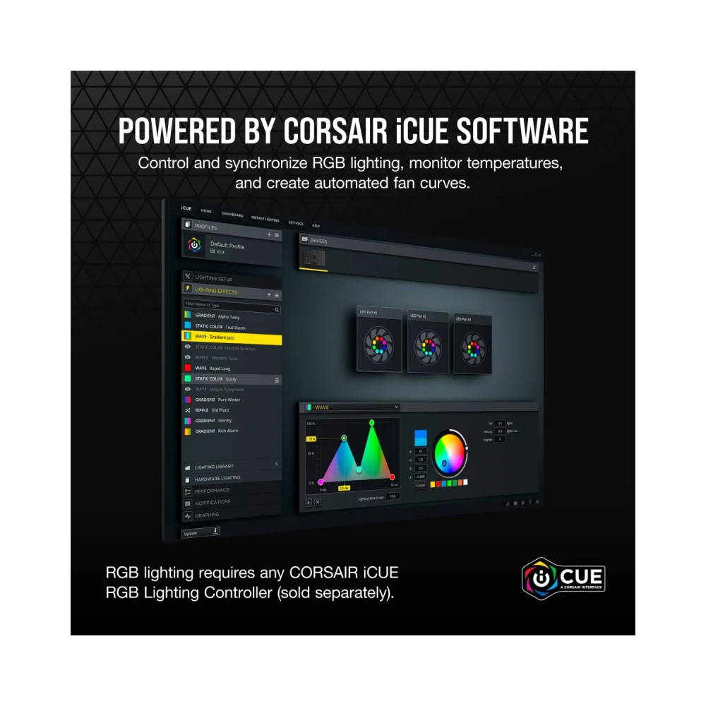 corsair sp140 rgb elite fan 14 cm 450 rpm 1200 rpm 18 db 681 cfm