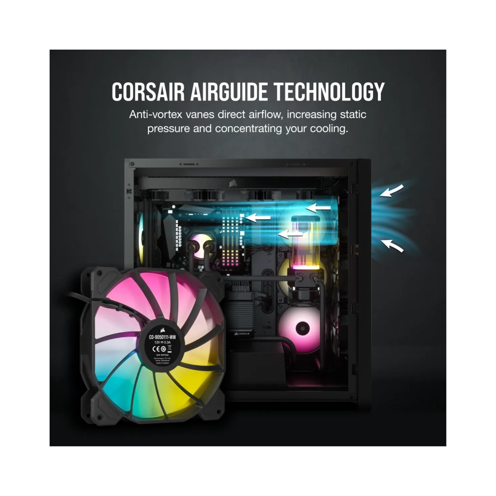 corsair sp140 rgb elite fan 14 cm 450 rpm 1200 rpm 18 db 681 cfm