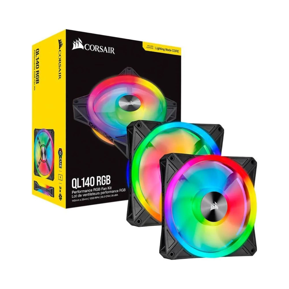 corsair co 9050100 ww fan 14 cm 1250 rpm 26 db 418 cfm black grey