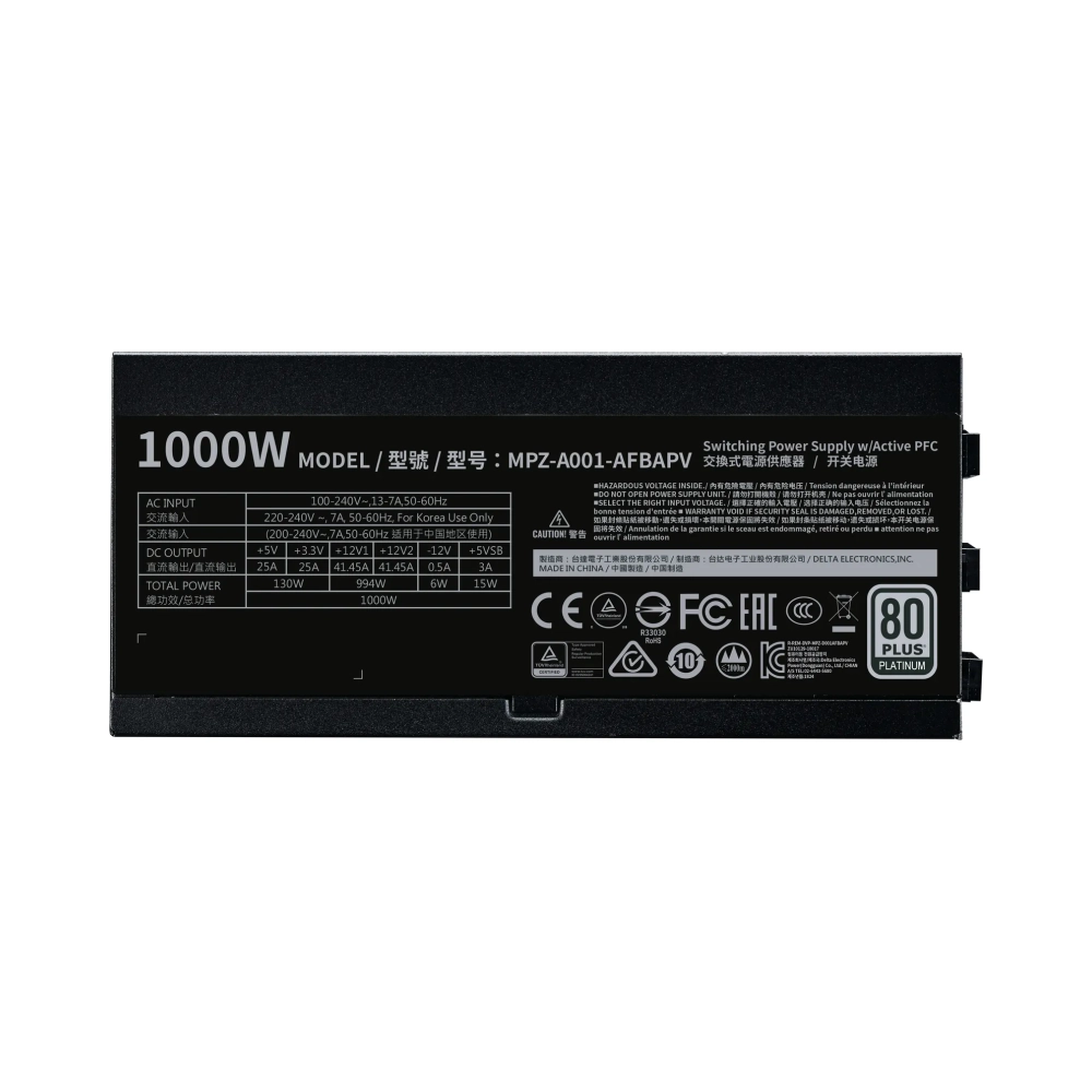 cooler master v1000 platinum 1000 w 100 240 v 5060 hz 7 13 a active 130 w