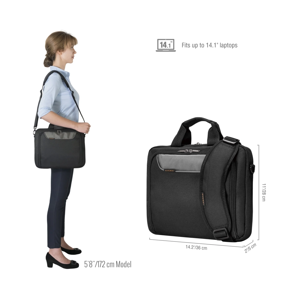 everki ekb407nch14 briefcase 358 cm 141 shoulder strap 480 g black