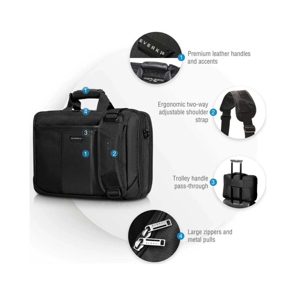 everki ekb427bk17 briefcase 439 cm 173 shoulder strap 248 kg black