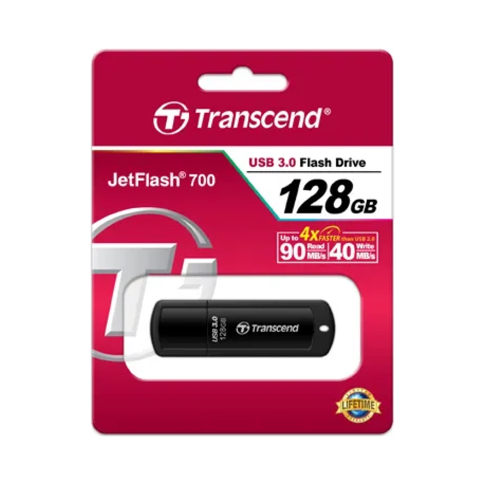 transcend jetflash 700 128 gb usb type a 32 gen 1 31 gen 1 cap 85 g black
