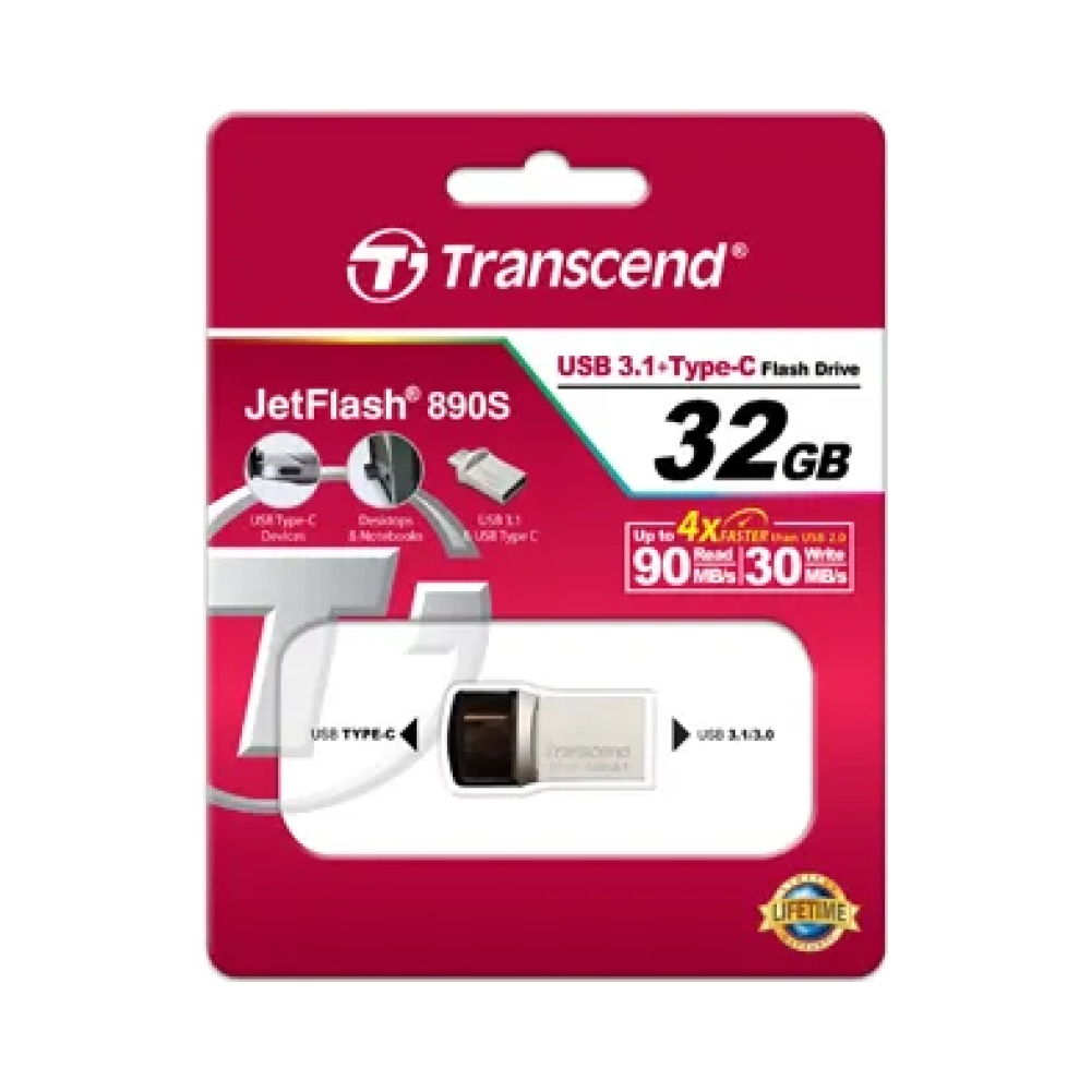transcend jetflash 890 32gb 32 gb usb type a usb type c 32 gen 1 31 gen 1 cap 3 g blackgrey