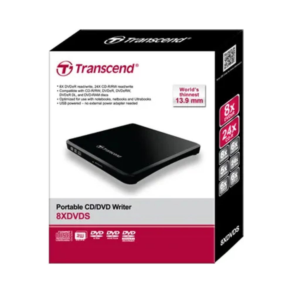 transcend portable dvd writer black black dvdrrw usb 20 cd rcd rwdvdrdvdrwdvd ramdvd rw dl 5 40 c 139 mm
