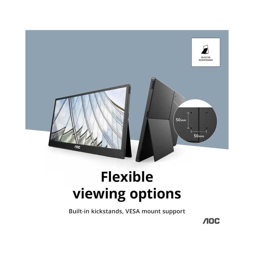 aoc 16t3e monitor usb c powered 156 inch ips fhd 1920x1080 portable usb c powered x 2 carry