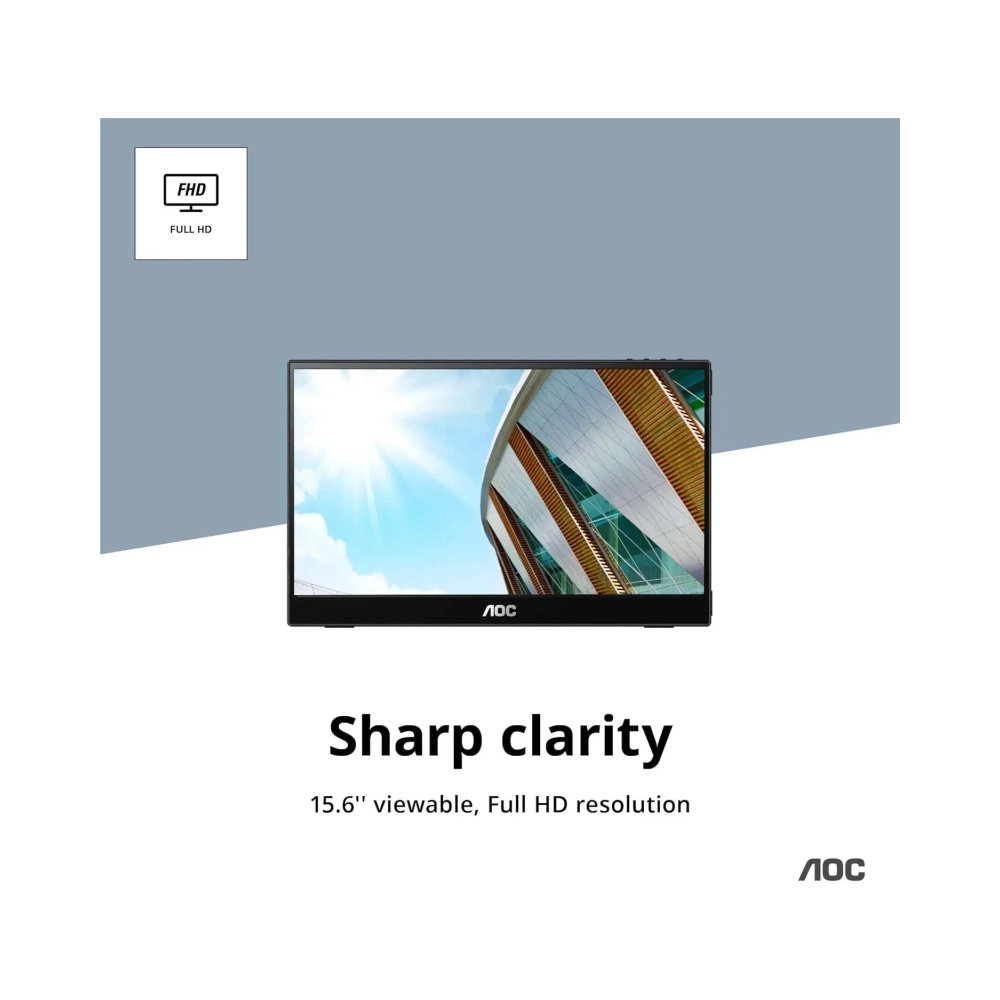 aoc 16t3e monitor usb c powered 156 inch ips fhd 1920x1080 portable usb c powered x 2 carry