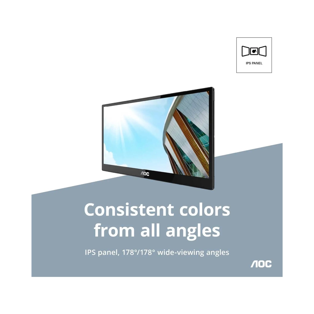 aoc 16t3e monitor usb c powered 156 inch ips fhd 1920x1080 portable usb c powered x 2 carry