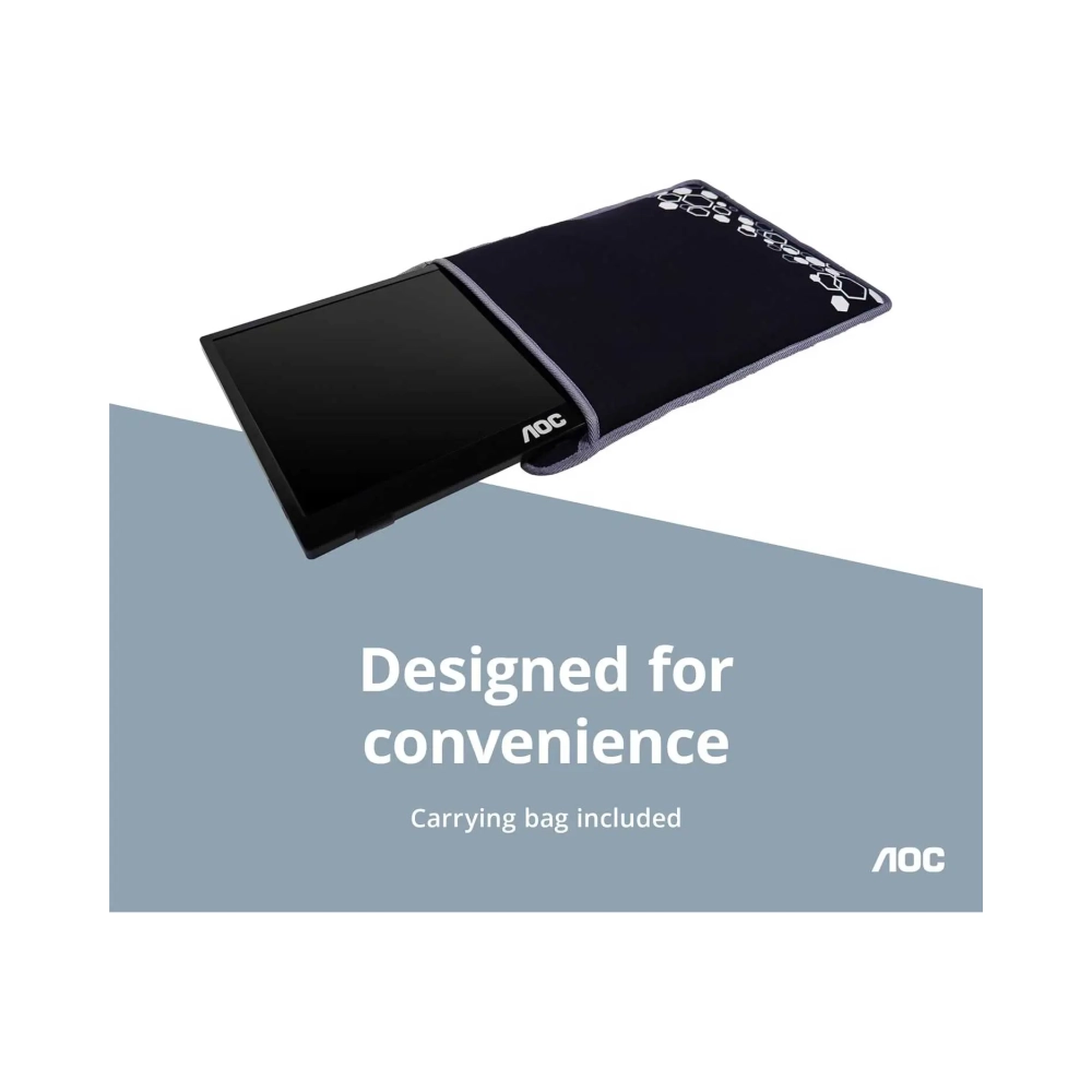 aoc 16t3e monitor usb c powered 156 inch ips fhd 1920x1080 portable usb c powered x 2 carry