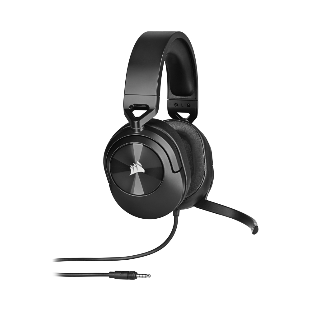 corsair gaming hs55 stere gaming headset 50mm audio drivers omnidirectional mic analog on ear