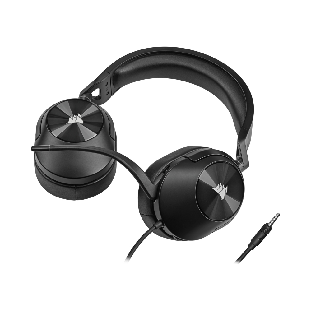corsair gaming hs55 stere gaming headset 50mm audio drivers omnidirectional mic analog on ear