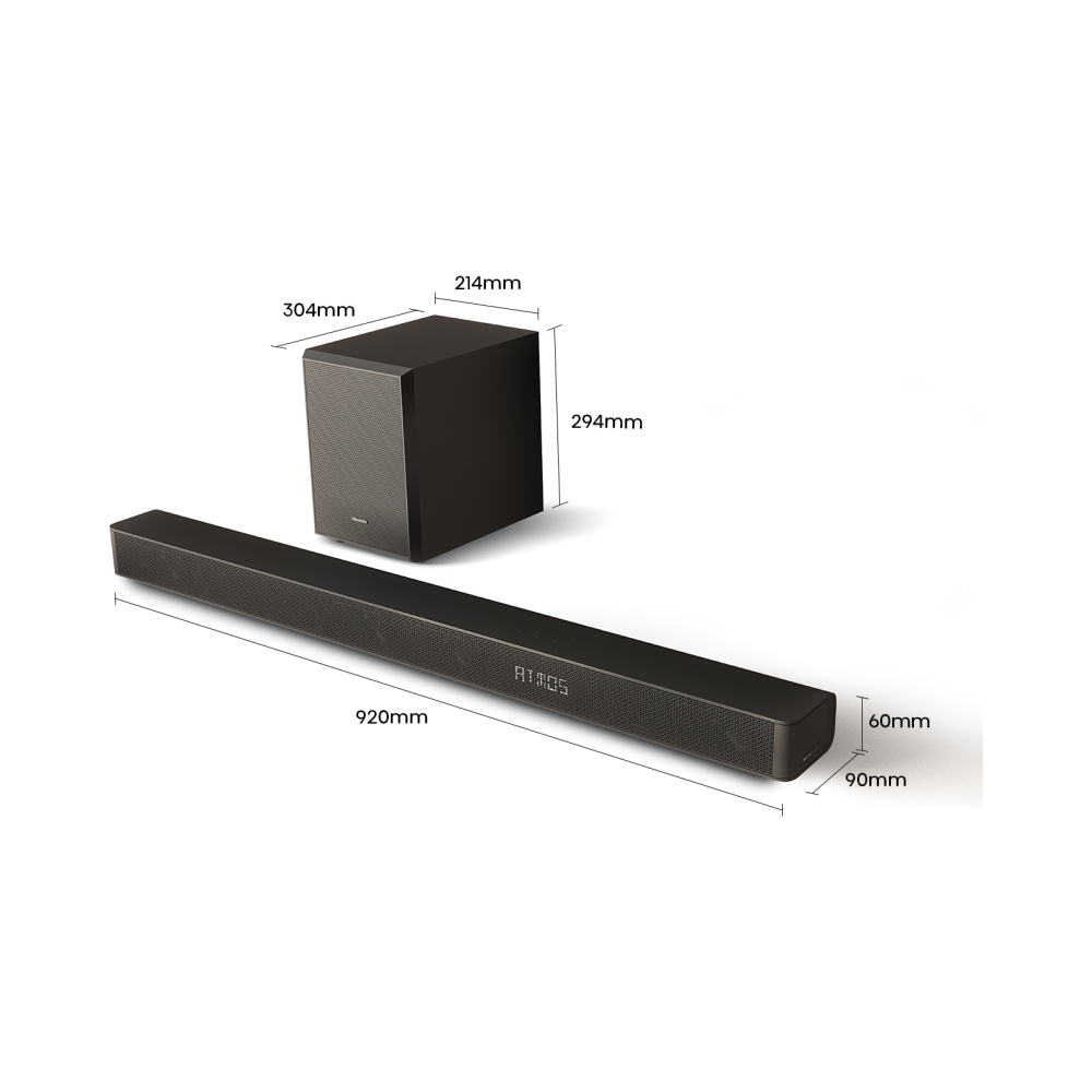 hisense ax3100g soundbar 31ch 280w dolby atmos bluetooth soundbar with wireless subwoofer