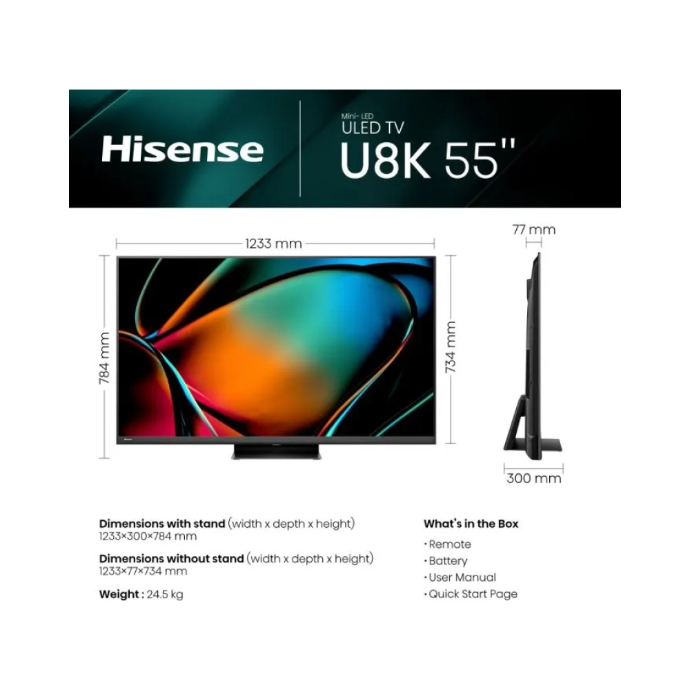 hisense ledn55u8h 55 mini uled mini led pro quantum dot colour game mode pro multi channel 21