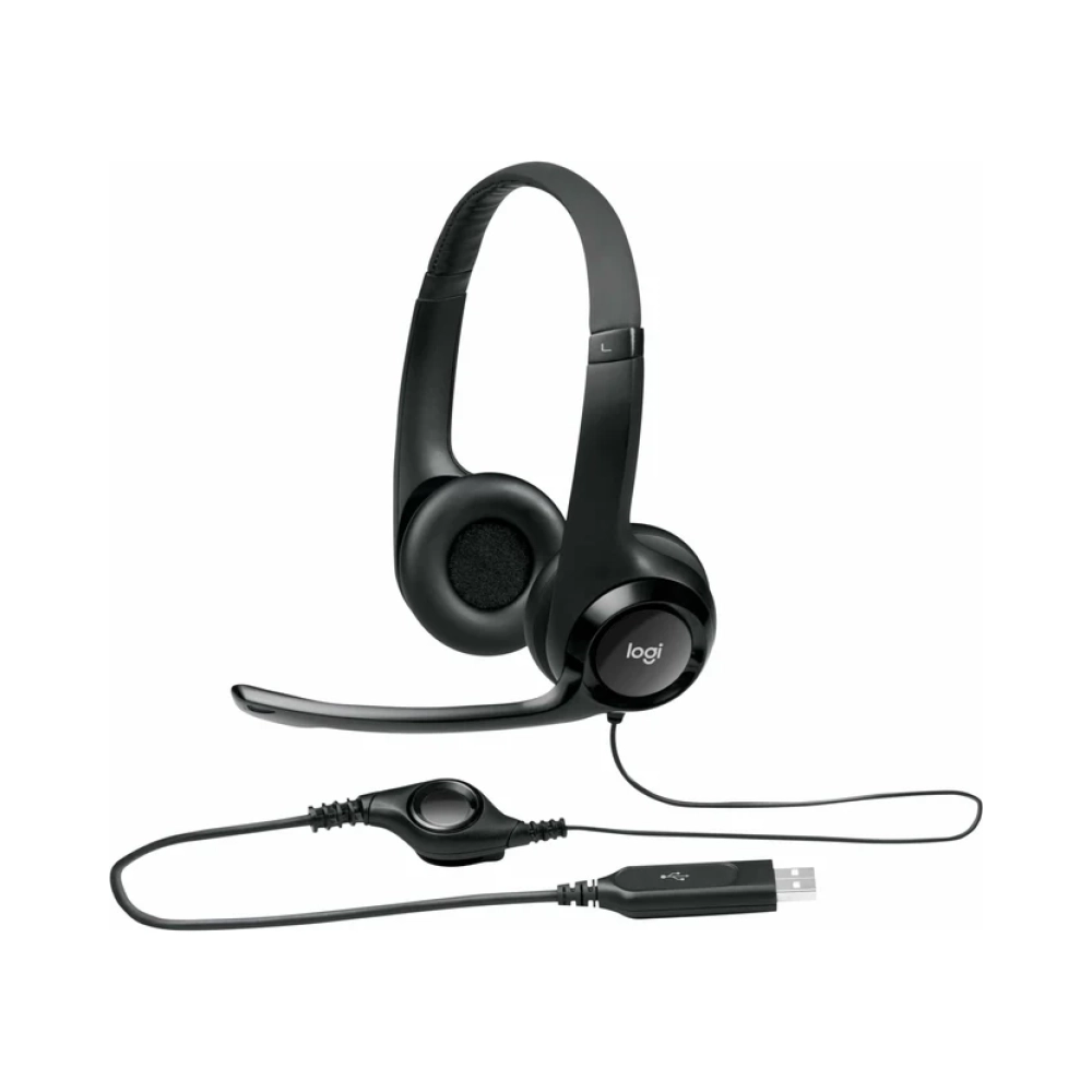 logitech headset h390 black usb stereo internet headset adjustable headband noise cancelling
