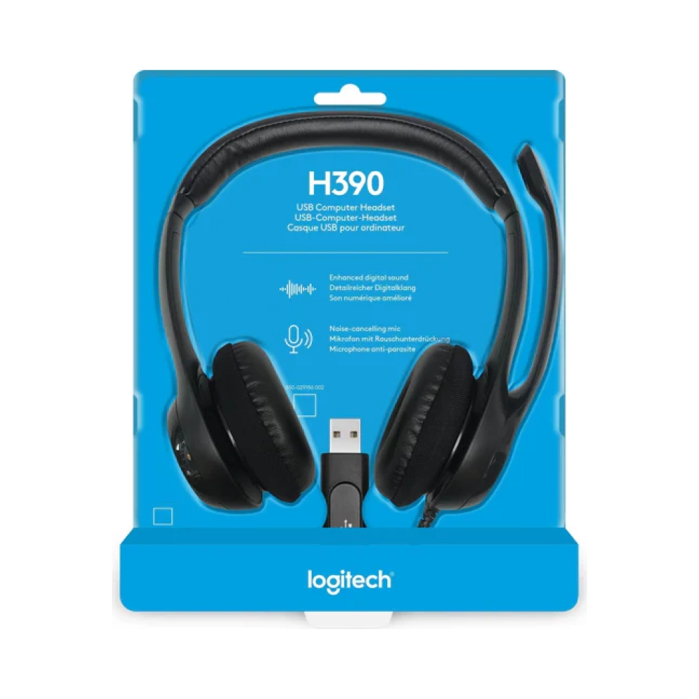 logitech headset h390 black usb stereo internet headset adjustable headband noise cancelling