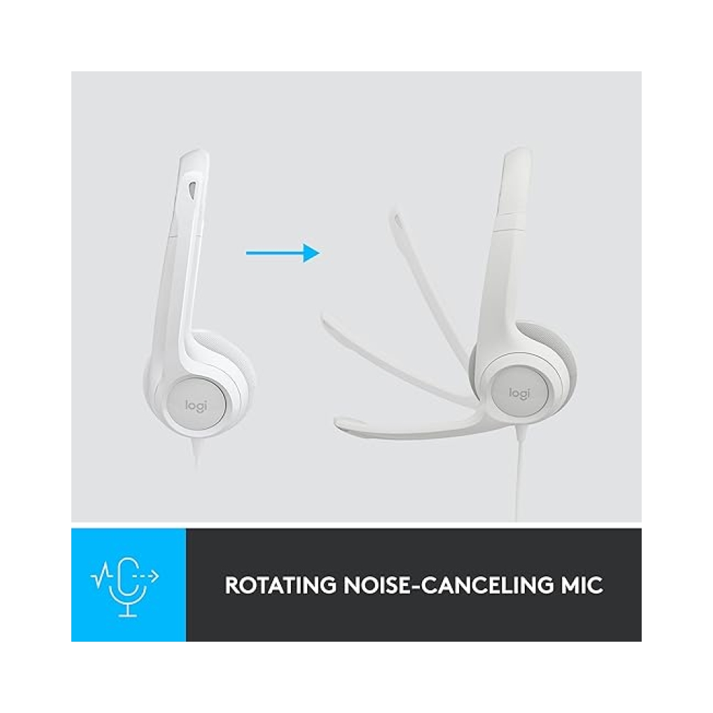 logitech headset h390 off white usb stereo internet headset adjustable headband noise cancelling
