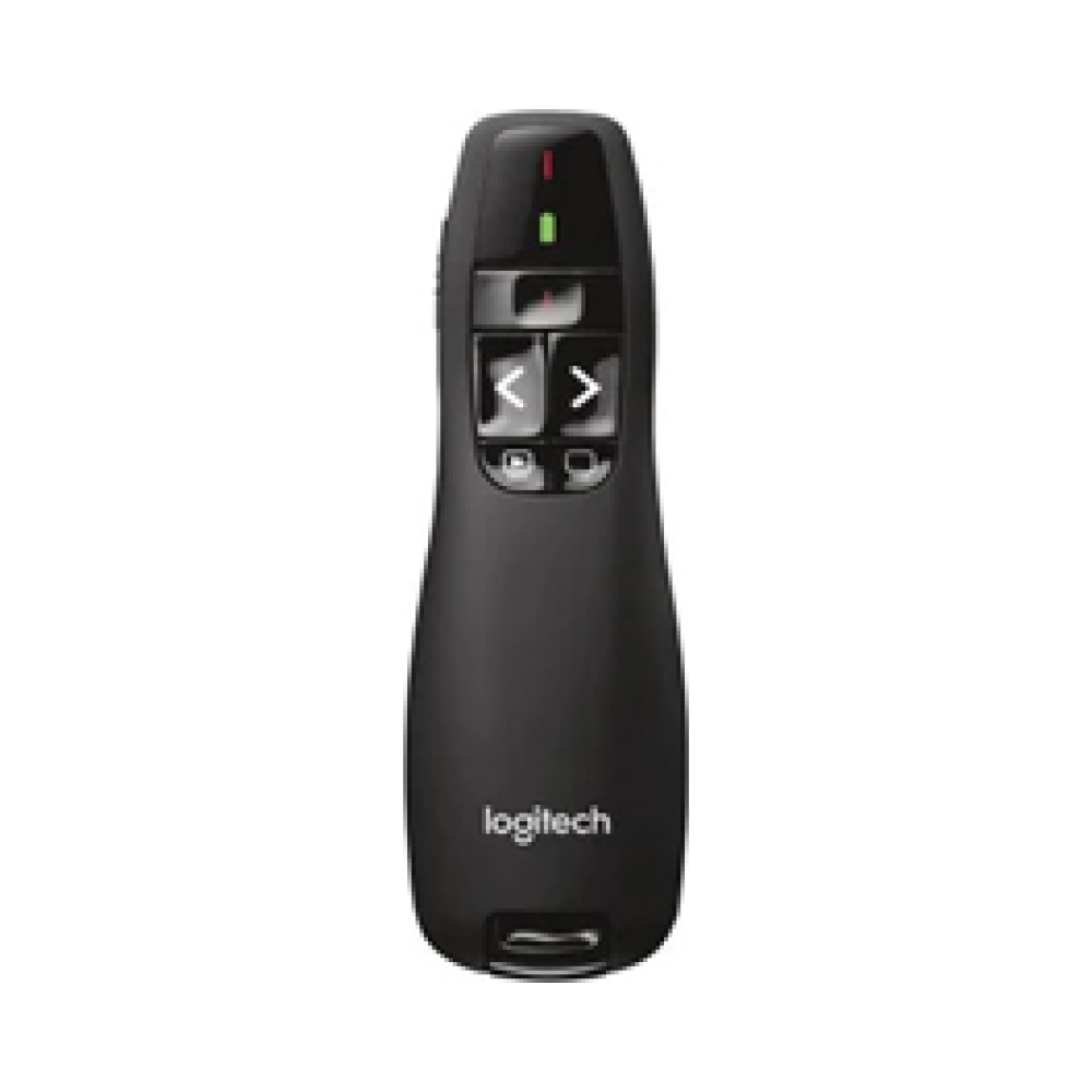 logitech wireless presenter r400 red laser pointer up to 15 metre range storable plug and play