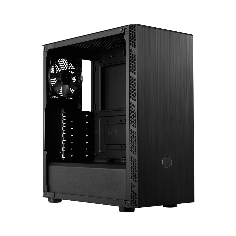 brushed front panel hexagon gleam glass side panel cooler master mb600l v2 black atx desktop