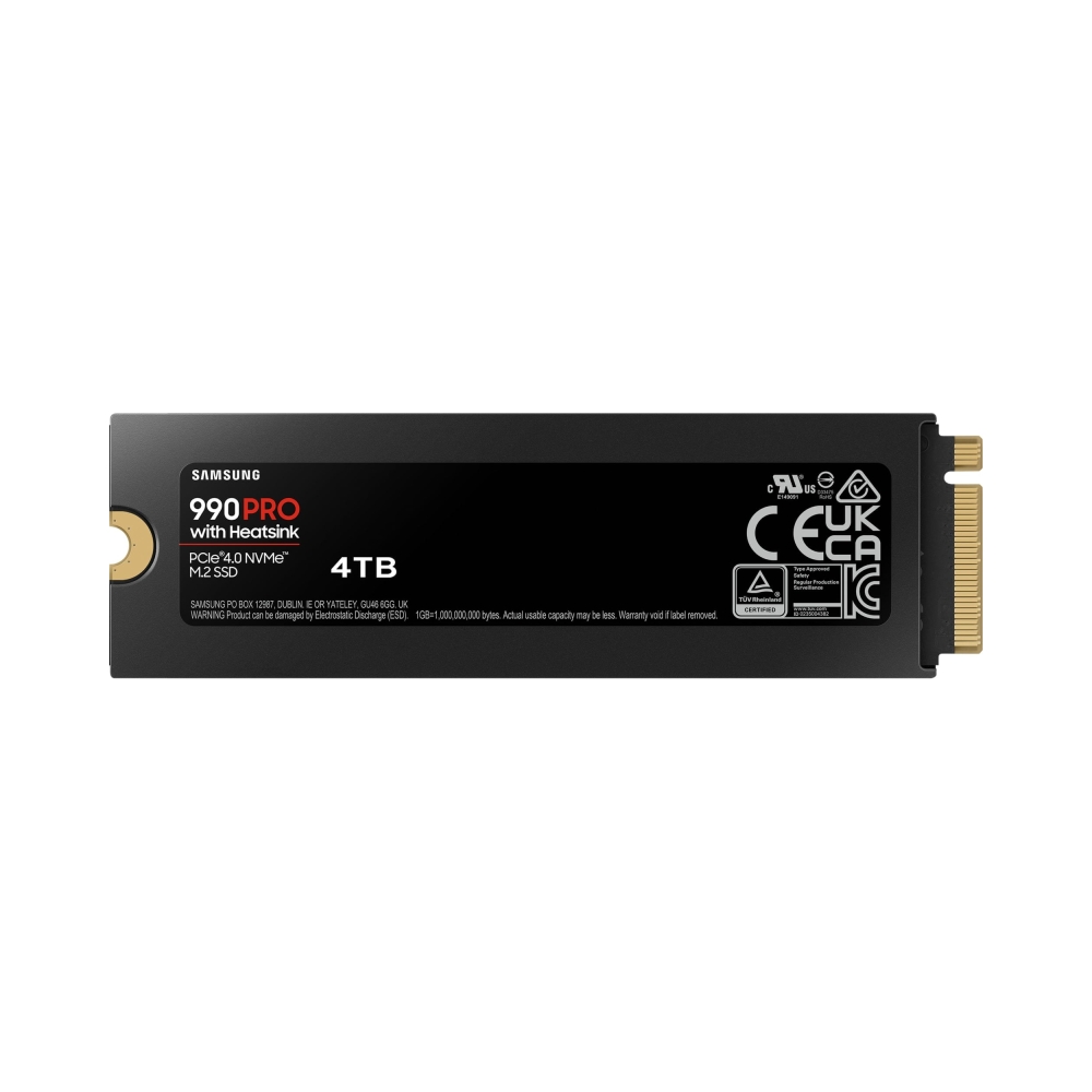 samsung mz v9p4t0cw 990 pro 4 tb nvme ssd wheatsink read speed up to 7450 mbs write speed to up