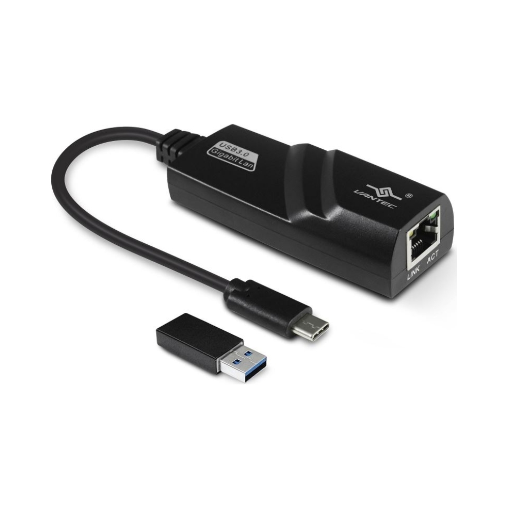vantec vlink cb cu310gna usb c to rj45 gigabit ethernet adapter with usb type c to type a converter