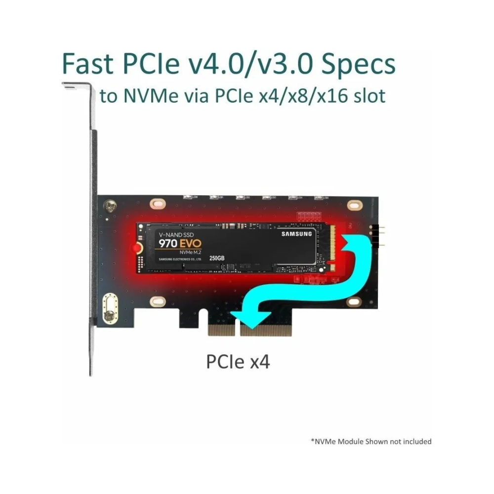 vantec 1x m2 nvme ssd pcie x4 adapter with argb aluminium heatsink addressable led rgb lighting