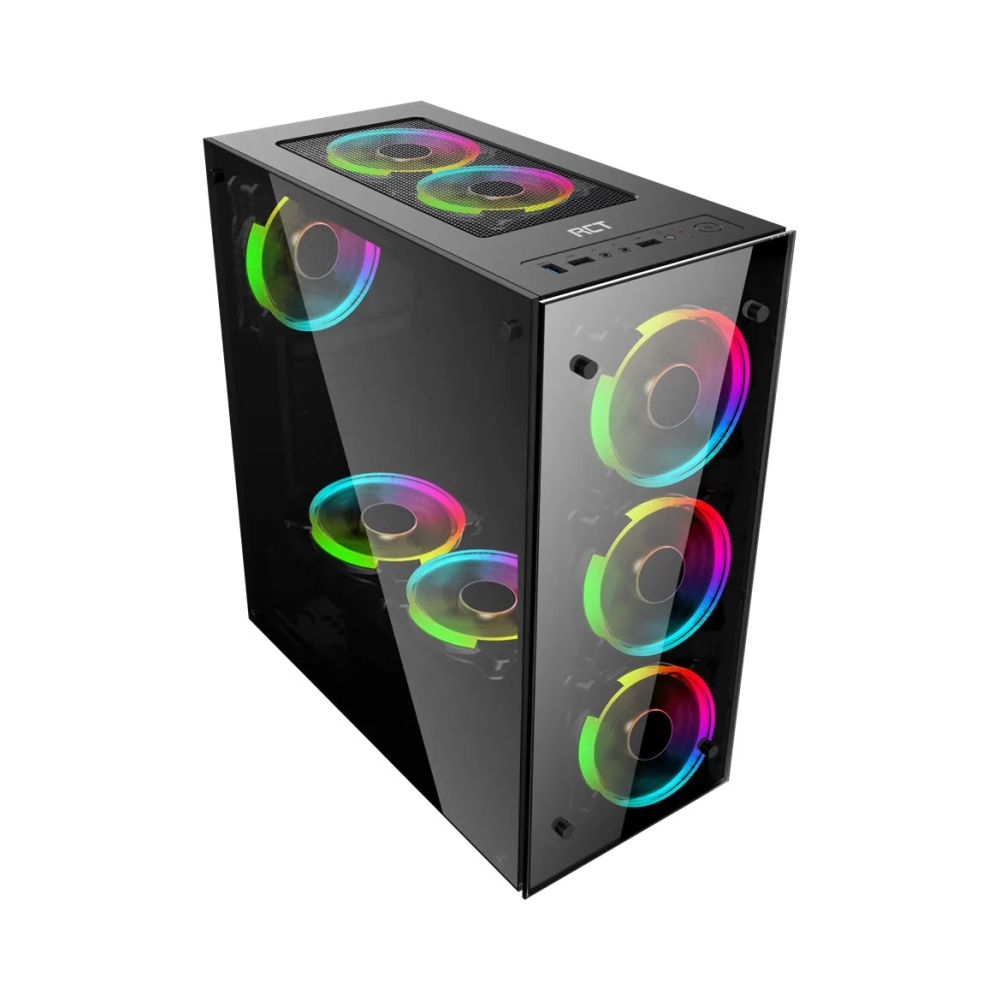 rgb rct jazovo plus atx chassis with 500w psu 2x 35 2x 25 drive bays front 3 x 120mm front