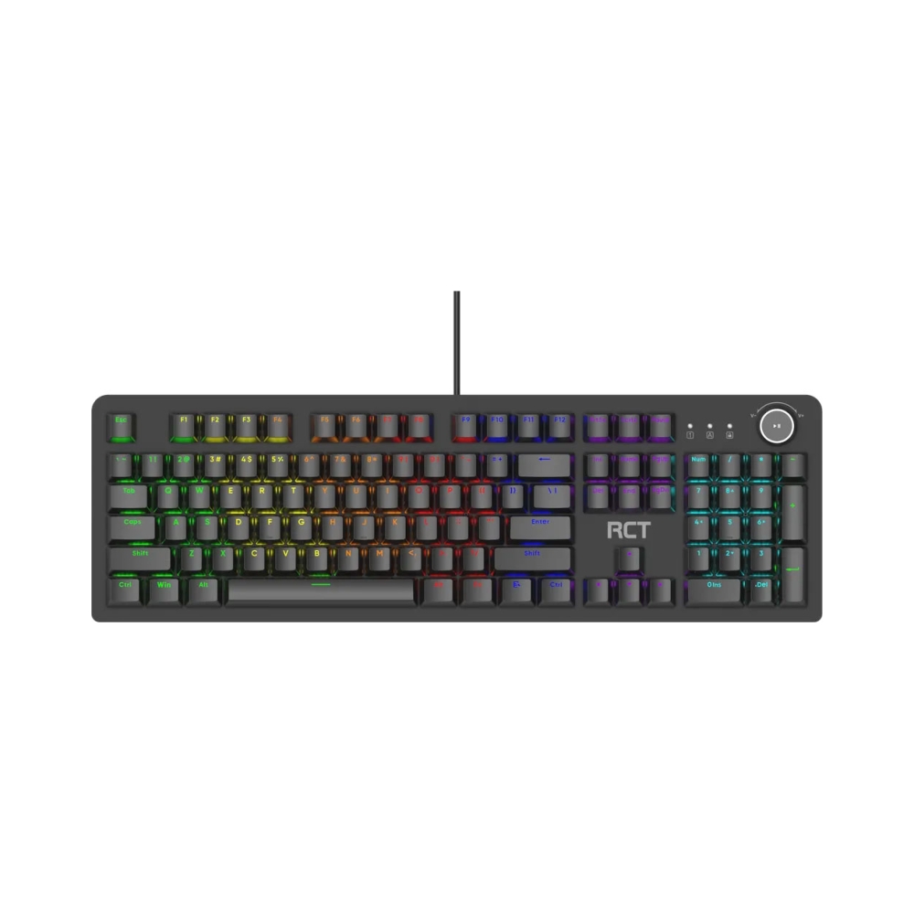 rct hyperkey 104 keys mechanical gaming keyboard blue mechanical switches multi color led