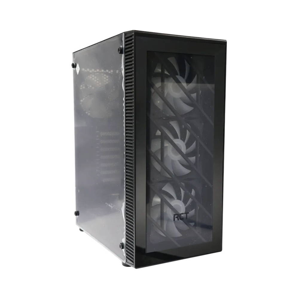 rct gaming atx case with 550w psu glass side and front panel black 2x 35