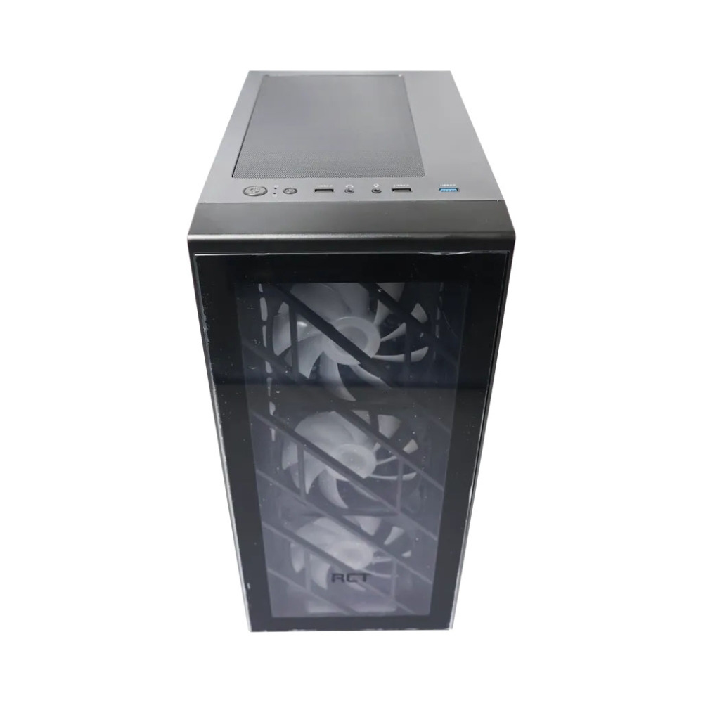 rct gaming atx case with 550w psu glass side and front panel black 2x 35