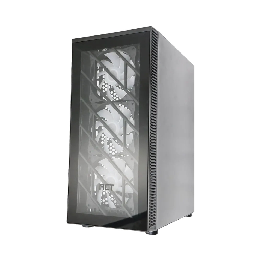rct gaming atx case with 550w psu glass side and front panel black 2x 35