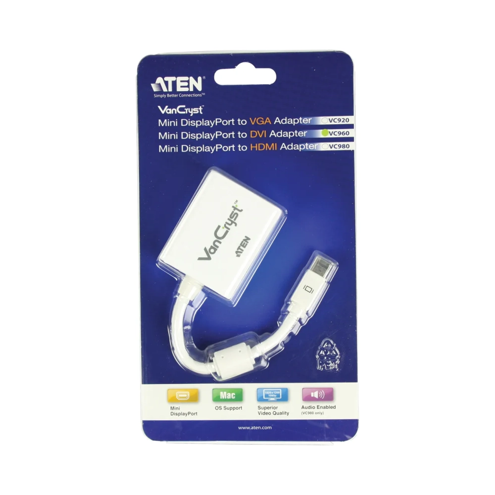 aten at vc960 1920 x 1200 pixels 1080p white vga svga xga sxga uxga rohs mini displayport