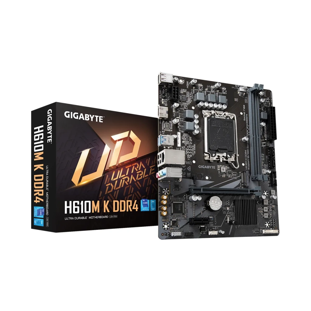 gigabyte h610m k ddr4 motherboard supports intel core 14th gen cpus up to 3200mhz ddr4 1xpcie 30 m2 gbe lan usb 32 gen 1 intel lga 1700 intel celeron intel core i3 intel core i7 intel core i9 intel pentium gold ddr4 sdram 64 gb dimm