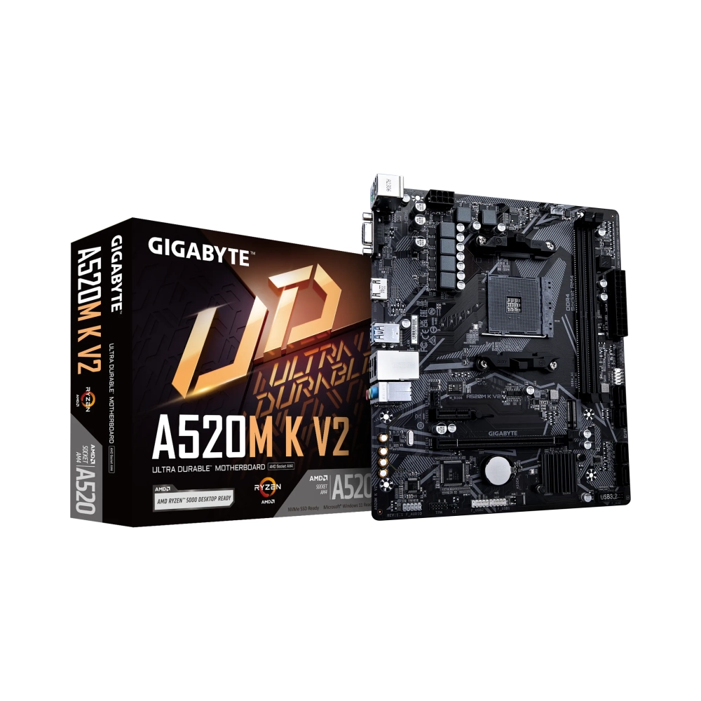 gigabyte a520m k v2 motherboard supports amd ryzen 5000 series am4 cpus up to 5100mhz ddr4 oc pcie gen3 x4 m2 gbe lan usb 32 gen 1 amd socket am4 amd ryzen 3 amd ryzen 5 amd ryzen 7 3rd generation amd ryzen 9 amd ryzen 9 5th gen socket am4 ddr4 sdram 64 gb