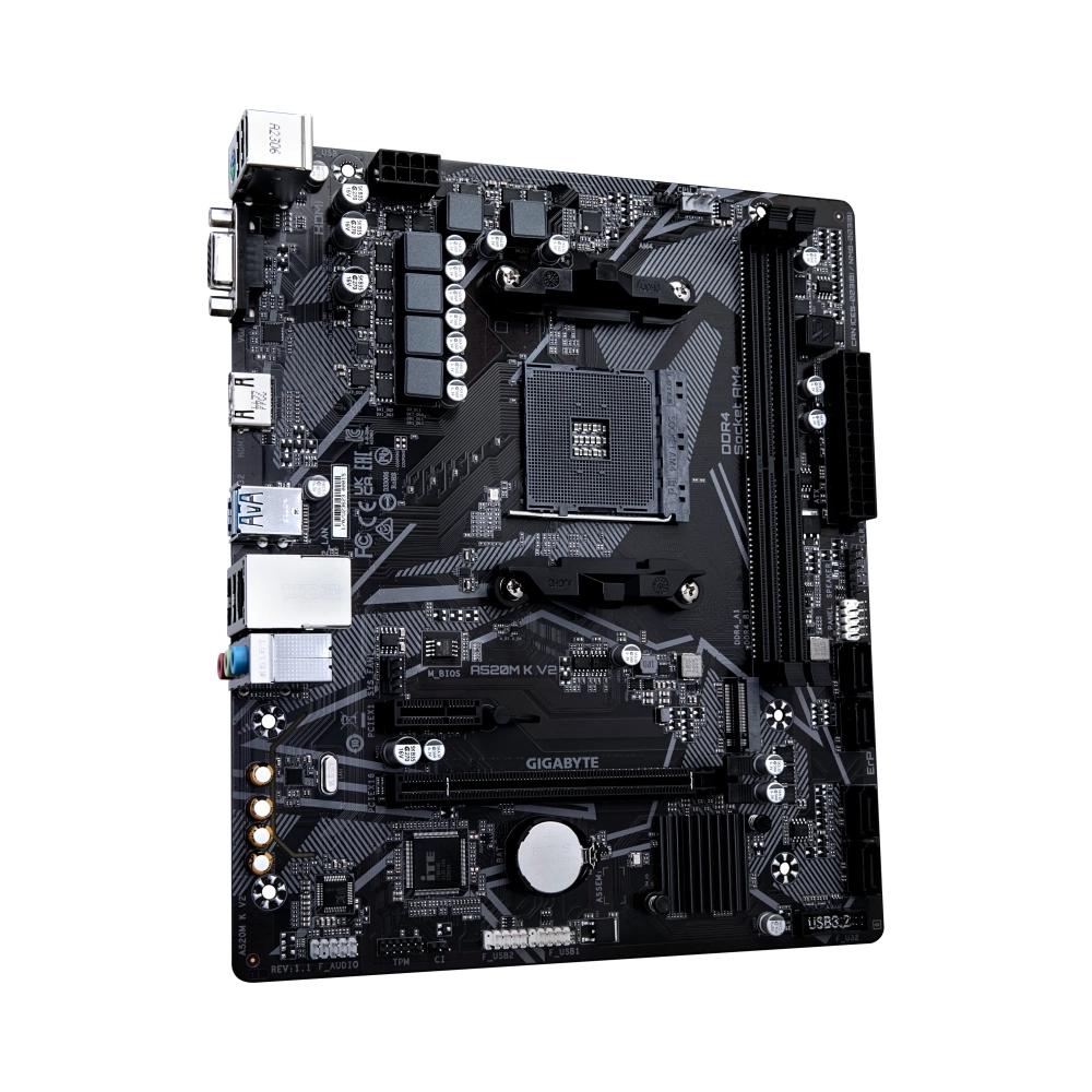 gigabyte a520m k v2 motherboard supports amd ryzen 5000 series am4 cpus up to 5100mhz ddr4 oc pcie gen3 x4 m2 gbe lan usb 32 gen 1 amd socket am4 amd ryzen 3 amd ryzen 5 amd ryzen 7 3rd generation amd ryzen 9 amd ryzen 9 5th gen socket am4 ddr4 sdram 64 gb