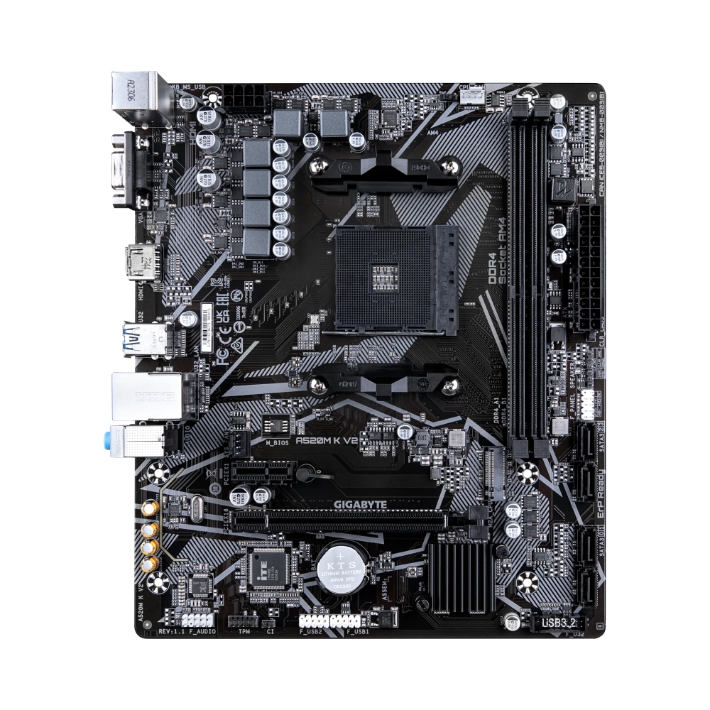 gigabyte a520m k v2 motherboard supports amd ryzen 5000 series am4 cpus up to 5100mhz ddr4 oc pcie gen3 x4 m2 gbe lan usb 32 gen 1 amd socket am4 amd ryzen 3 amd ryzen 5 amd ryzen 7 3rd generation amd ryzen 9 amd ryzen 9 5th gen socket am4 ddr4 sdram 64 gb