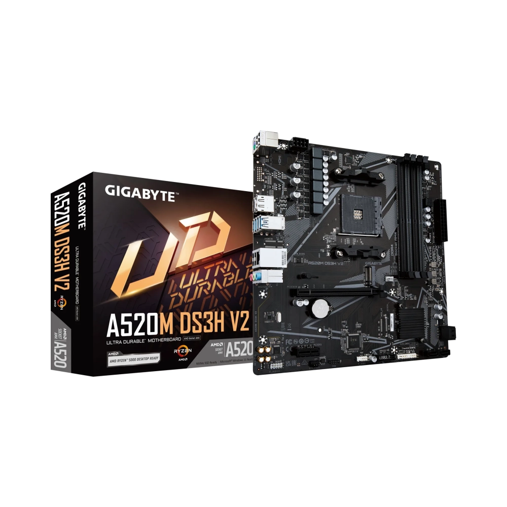 gigabyte a520m ds3h v2 motherboard supports amd ryzen 5000 series am4 cpus up to 4733mhz ddr4 oc pcie 30 x16 gbe lan usb 32 gen 1 amd socket am4 3rd generation amd ryzen 3 3rd generation amd ryzen 5 3rd generation amd ryzen 7 3rd socket am4 128 gb ddr4 sdram