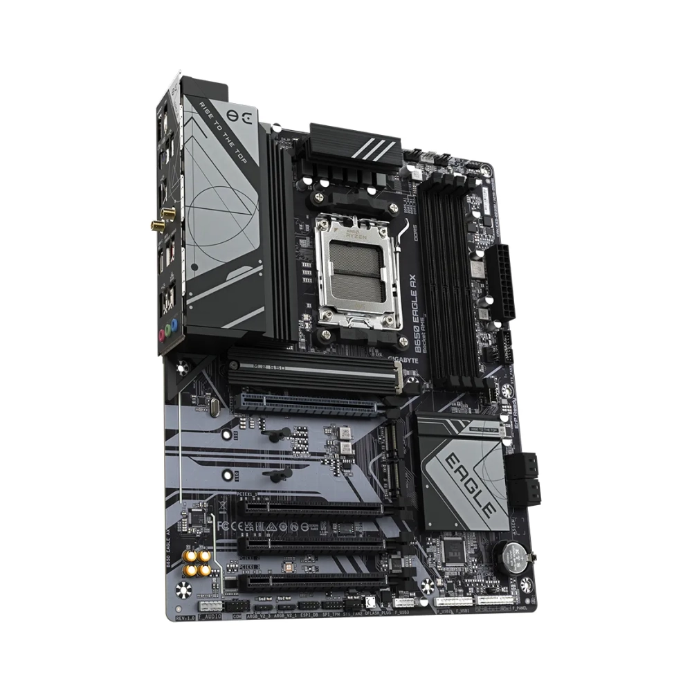 gigabyte b650 eagle ax motherboard supports amd ryzen 7000 cpus 1222 phases digital vrm up to 7600mhz ddr5 oc 1xpcie 50 2xpcie 40 m2 wi fi 6e 80211ax gbe lan usb 32 gen2 amd socket am5 amd ryzen 5 amd ryzen 7 7th gen amd ryzen 9 7th gen socket am5 192 gb ddr5 sdram