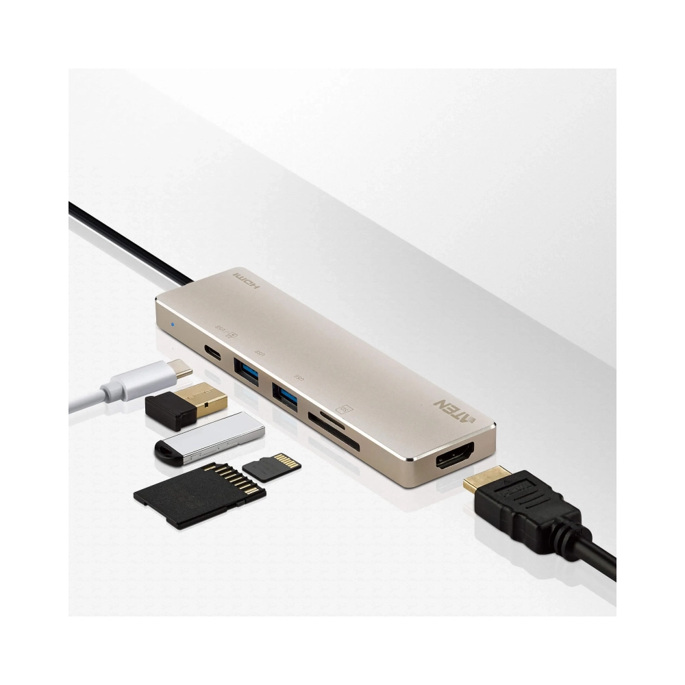 aten uh3239 wired usb 32 gen 1 31 gen 1 type c 60 w aluminium microsd transflash microsdhc microsdxc sd sdhc sdxc 4k ultra hd