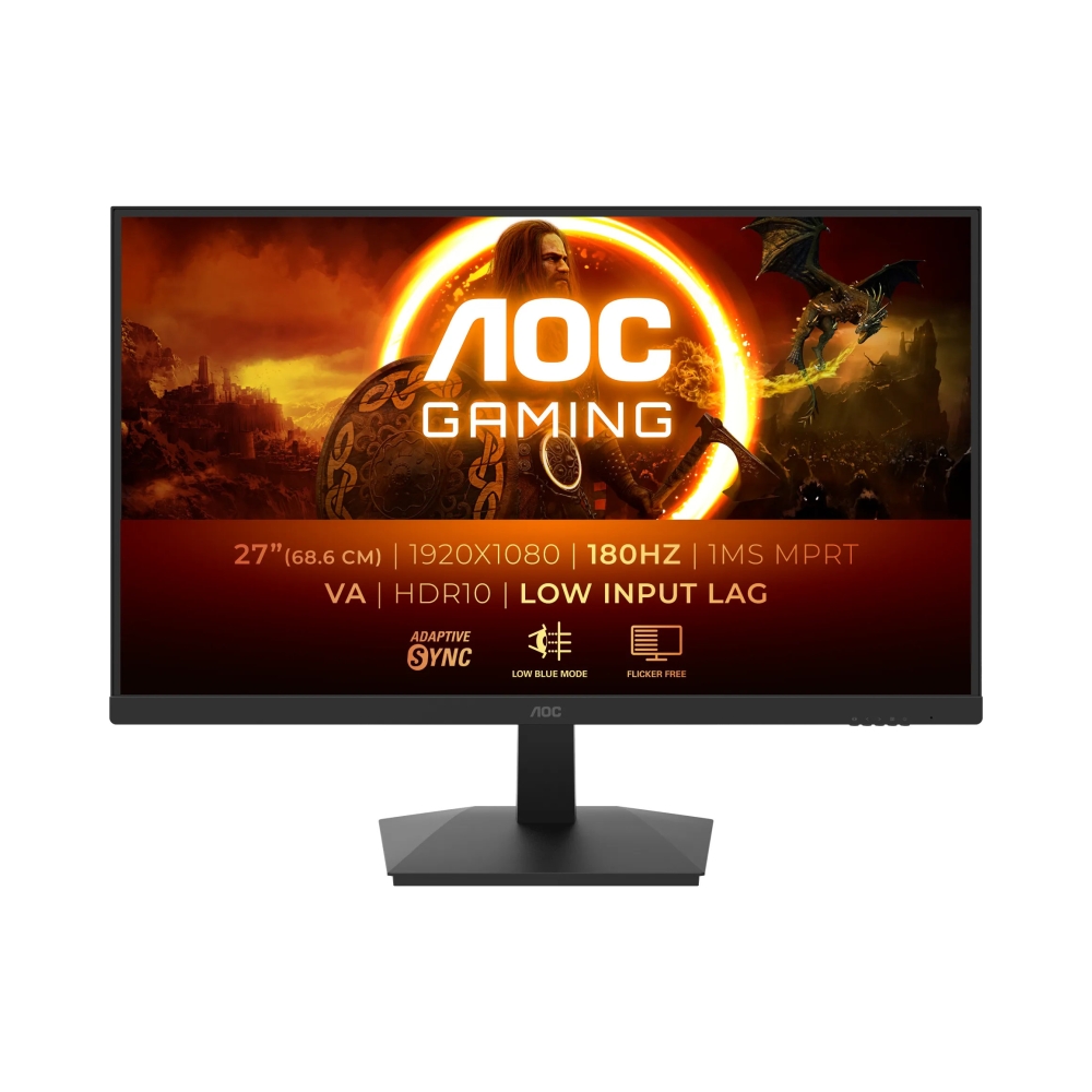 aoc 27g15n gaming monitor 27 inch va fhd 1920x1080 180hz 1ms hdmi dp vesa flicker free low
