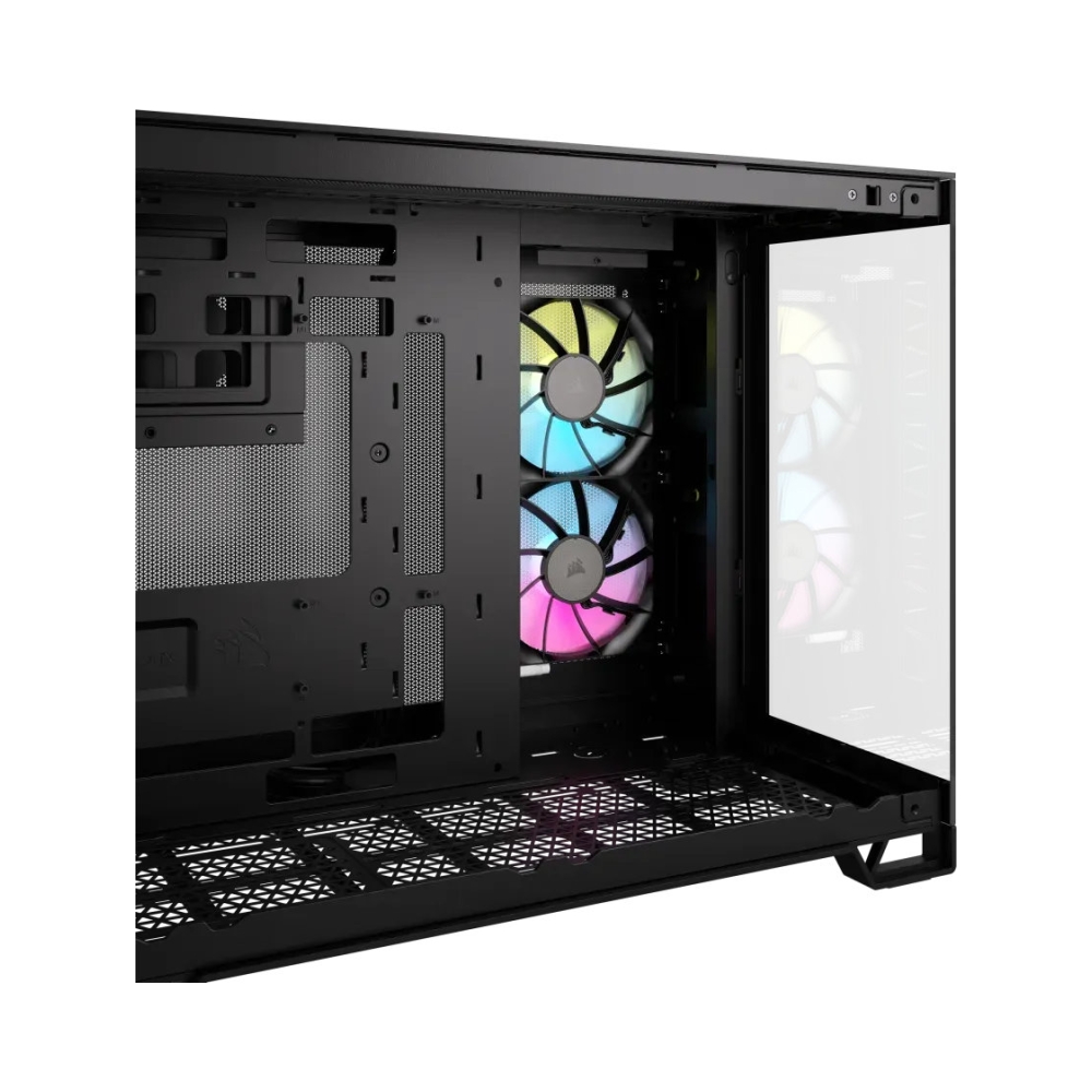 windowed tempered glass black corsair 2500x rgb micro atx dual chamber pc case 2x 35 2x 25