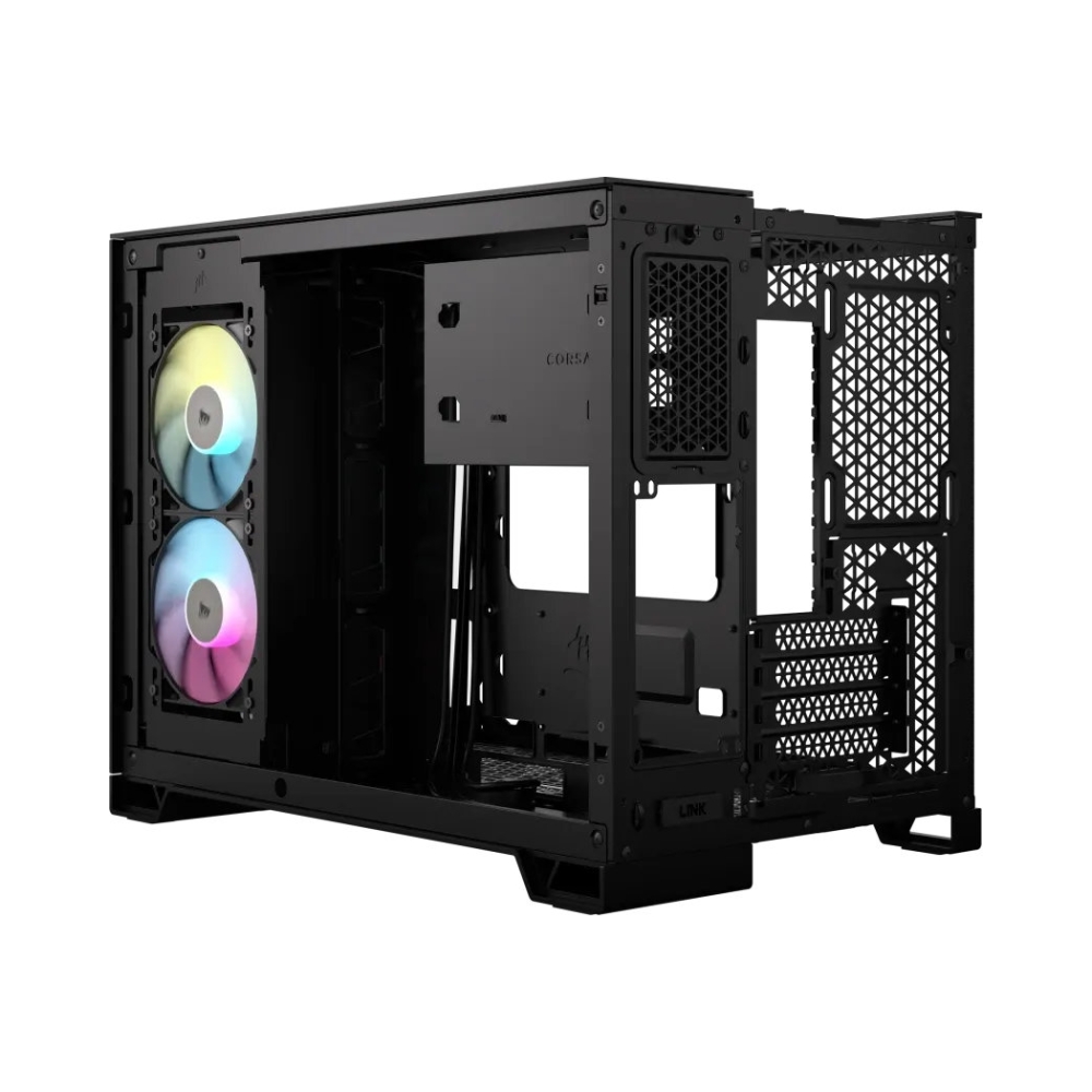 windowed tempered glass black corsair 2500x rgb micro atx dual chamber pc case 2x 35 2x 25