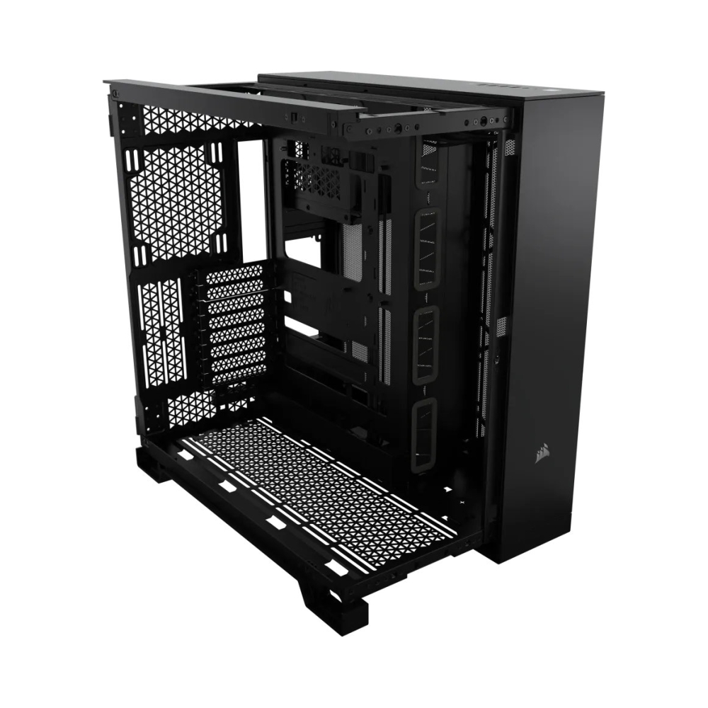 windowed tempered glass black corsair 6500x mid tower dual chamber pc case 2x 35 2x 25