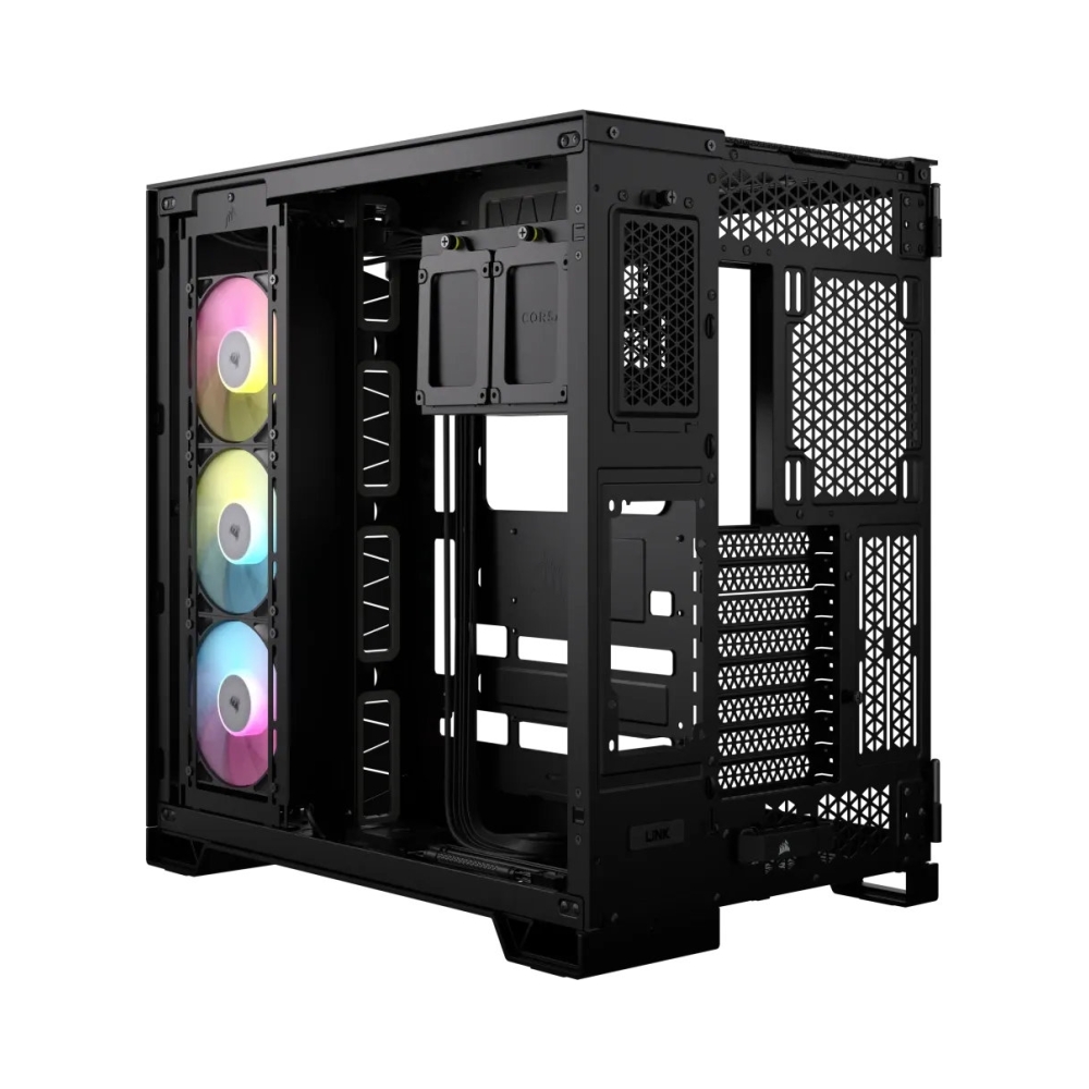 windowed tempered glass black corsair 6500x rgb mid tower dual chamber pc case 2x 35 2x 25