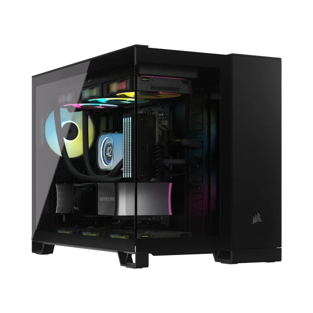 windowed tempered glass black corsair 2500x rgb micro atx dual chamber pc case 2x 35 2x 25