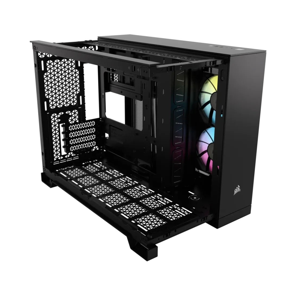 windowed tempered glass black corsair 2500x rgb micro atx dual chamber pc case 2x 35 2x 25