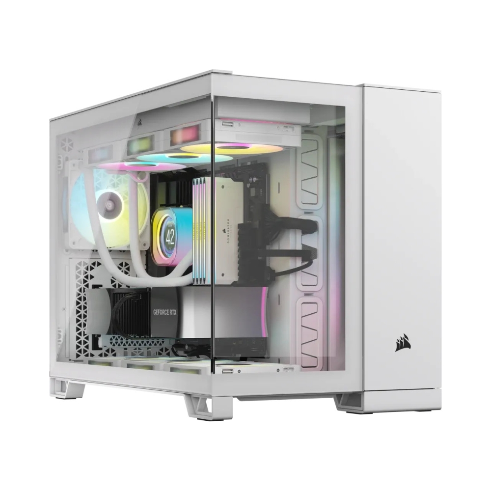 windowed tempered glass white corsair 2500x rgb micro atx dual chamber pc case 2x 35 2x 25