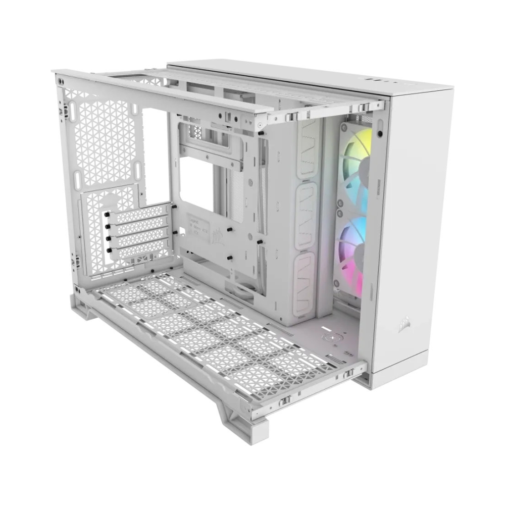 windowed tempered glass white corsair 2500x rgb micro atx dual chamber pc case 2x 35 2x 25